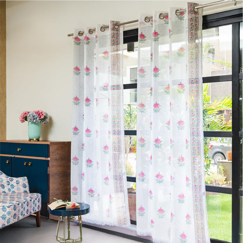 Urban Space Summer Curtain (Pink) - Set Of Two media 3
