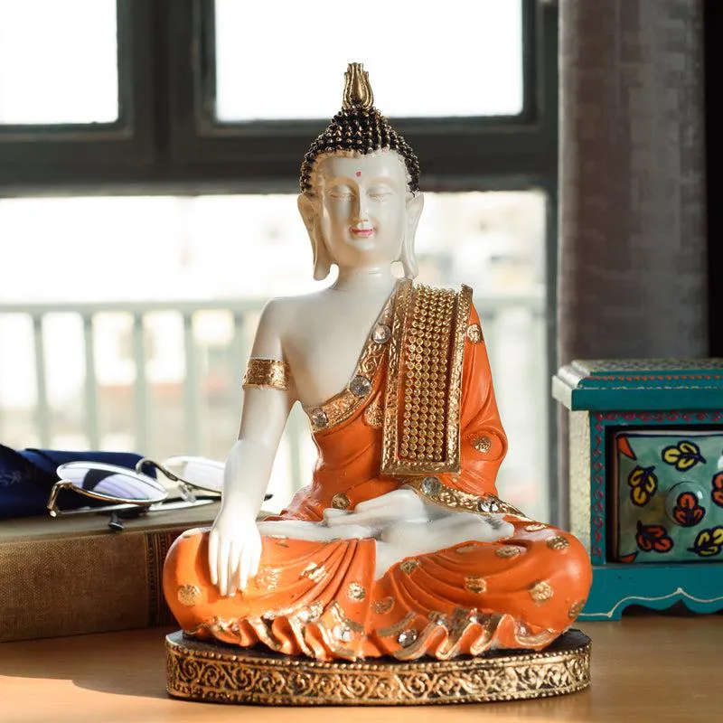 Mediatating Buddha Showpiece - Orange media 3
