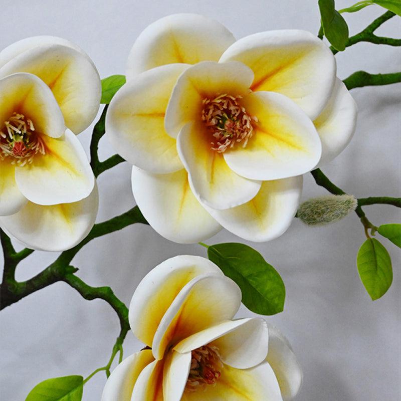 Artificial Magnolia Flower Stick - White media 4