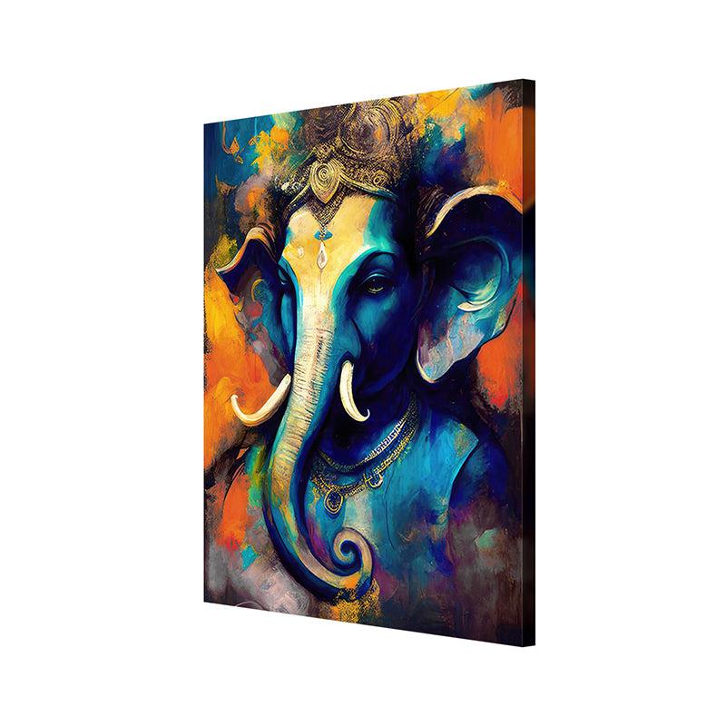 Rangavali Ganapati Poly Canvas Wall Painting media 5