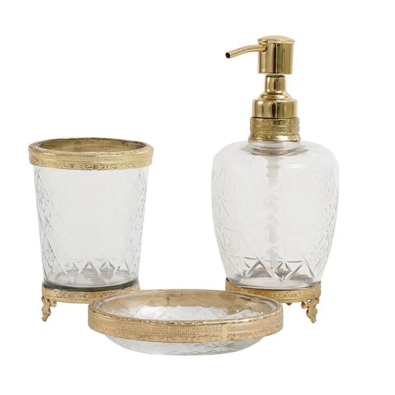 Starry Crystal Cut Bathroom Set - Gold media 5