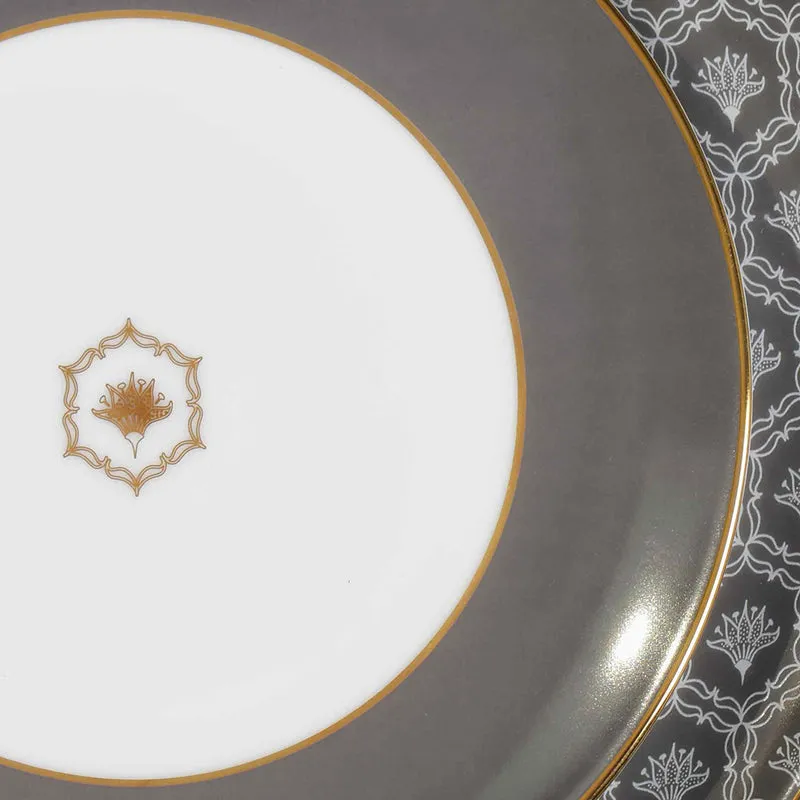 Gilded Legacy 24k Gold Brushed Porcelain Dinner Set (Grey) - 21 Piece Set media 7