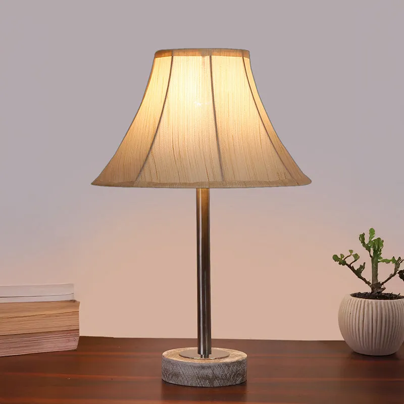 Ceylon Arc Rodin Wooden Table Lamp - OffWhite,Silver,White media 2
