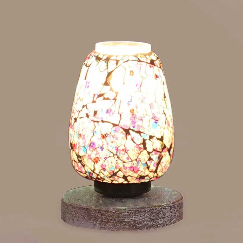 Glevis Glass Table Lamp With Wooden Base - Multicolor media 7