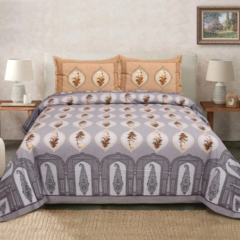 Ethnic Ashva Cotton Bedsheet (Purple) - 260 TC media 1
