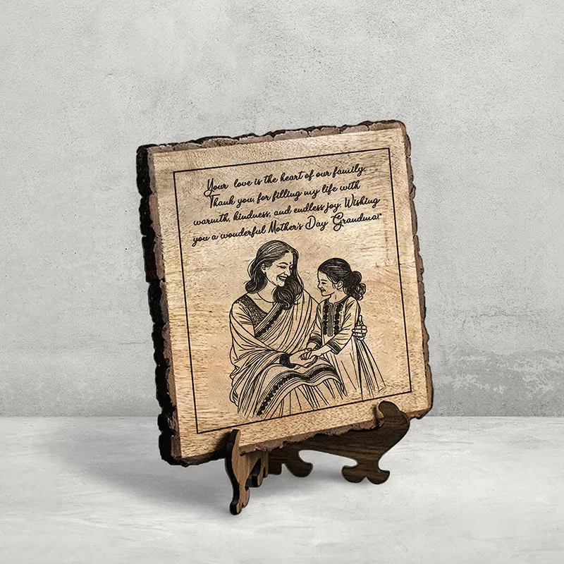 Mother's Day Wishes To Grandma Wood Showpiece - Square media 3