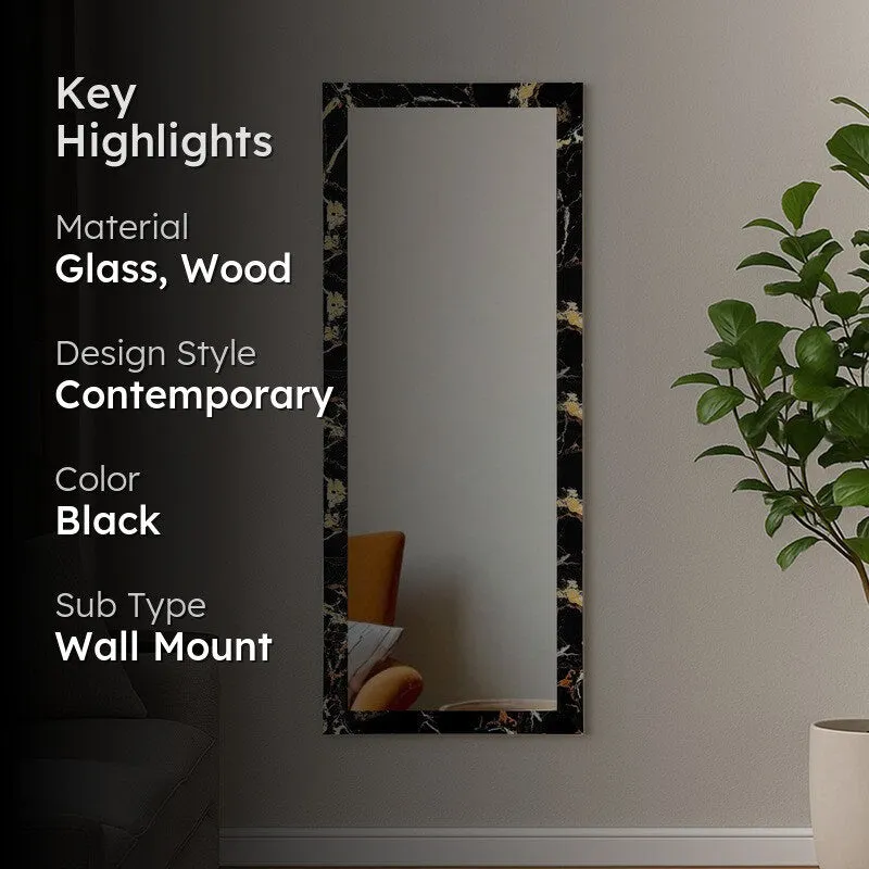 Artisanal Glass Wall Mirror With Wooden Frame media 2