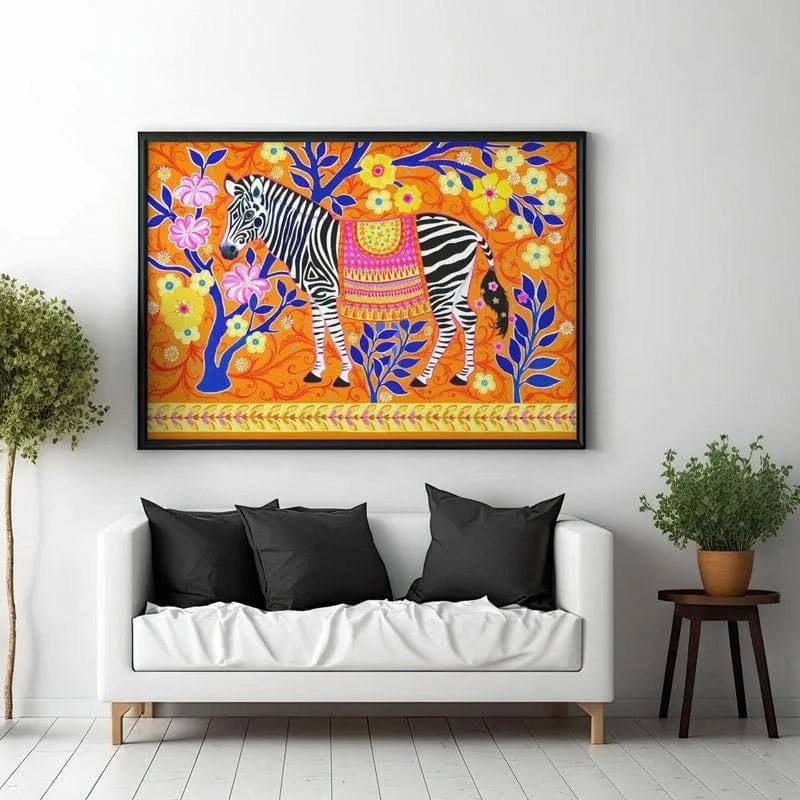 Zebedaios The Zebra Wall Painting - Black Frame media 3