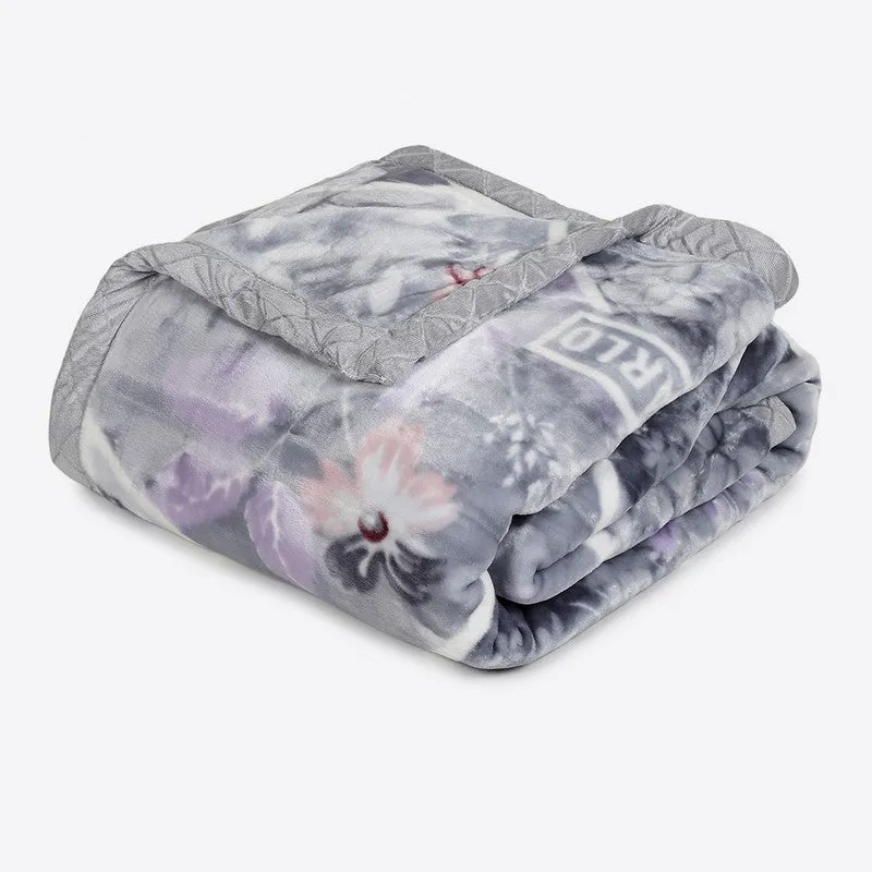 Monte Carlo Blossom Dreamscape Blanket (Grey,Pink) - 871 GSM media 5