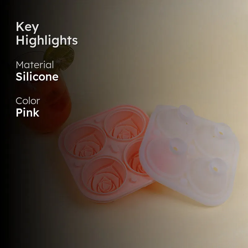 Rose Silicone 4-Cube Ice Mould - Peach media 2