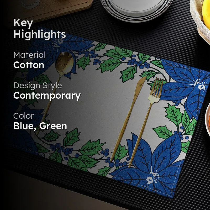 Acora Floral Placemat (Blue) - Set of Six media 2