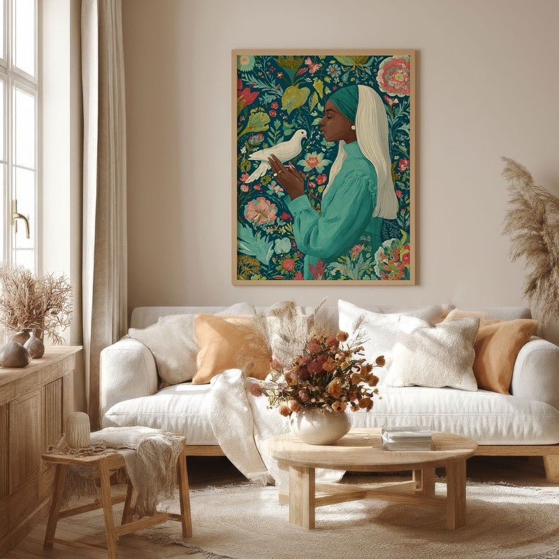 Natures Embrace Canvas Wall Painting With Brown Frame