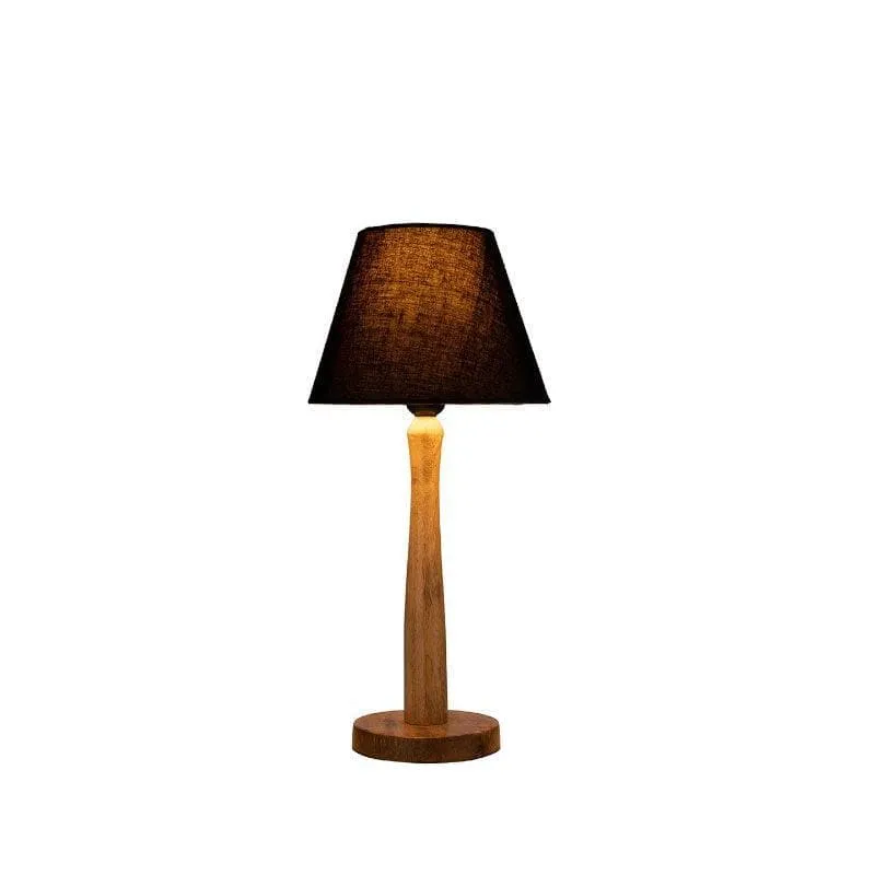 Classic Chic With Wooden Stand Fabric Table Lamp - Black,Brown media 4