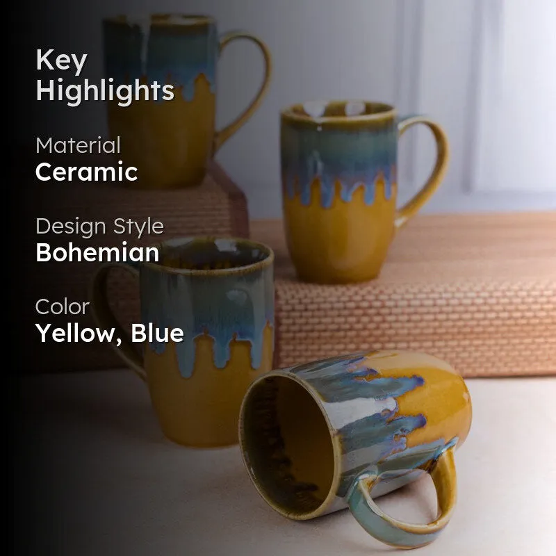 Drinara Ceramic Coffee Mug (250 mL Each) - Set of Four media 2