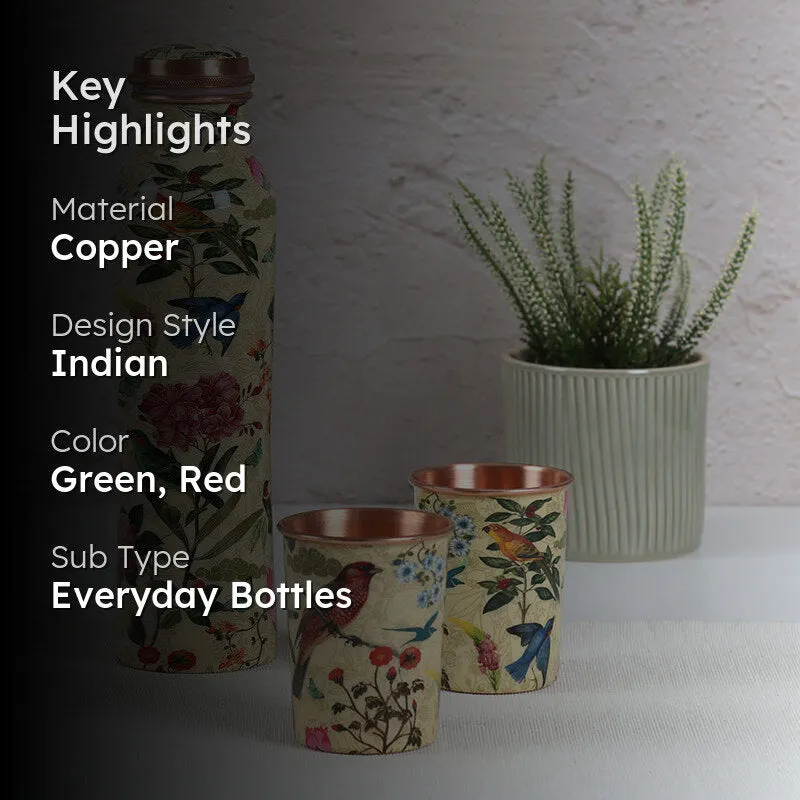India Circus Eden Copper Bottle With Glasses (950 mL/400 mL Each) - Three Piece Set media 2