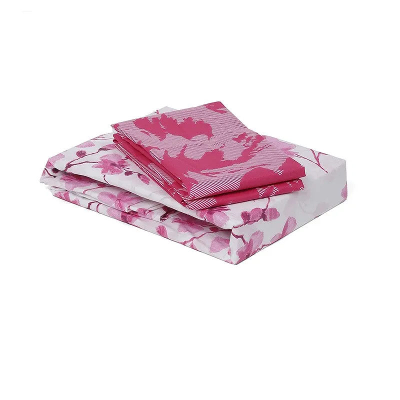 Monte Carlo Floraline Cotton Bedsheet (White,Pink) - 104 TC media 8