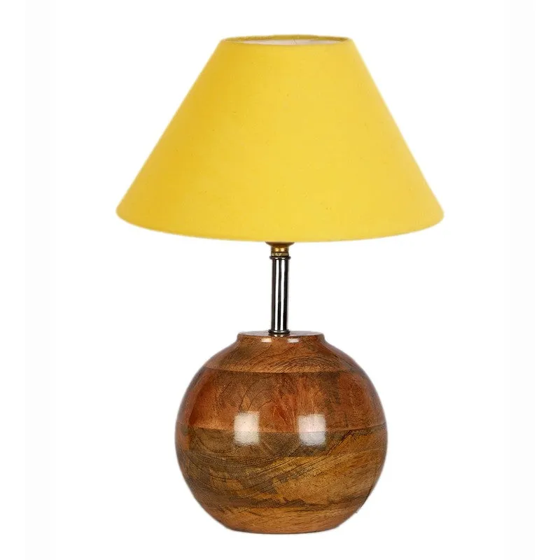Auryon Cotton Table Lamp With Wooden Base - Yellow media 3