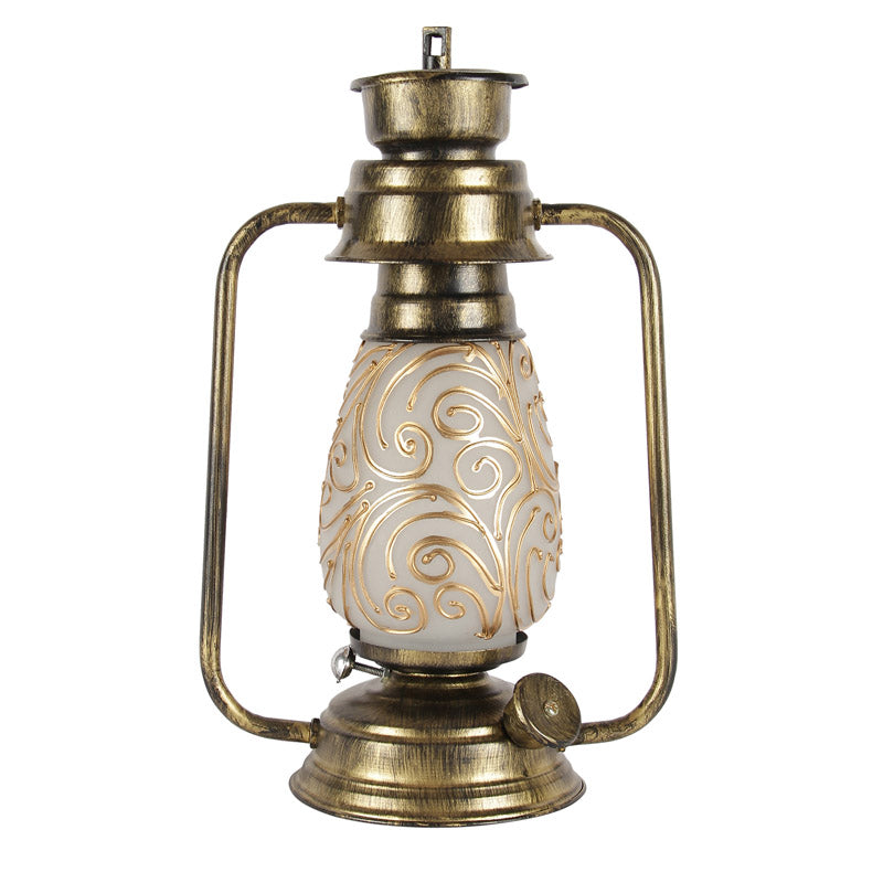Saagar Mosaic Lantern Iron Table Lamp - Gold,Brown media 5
