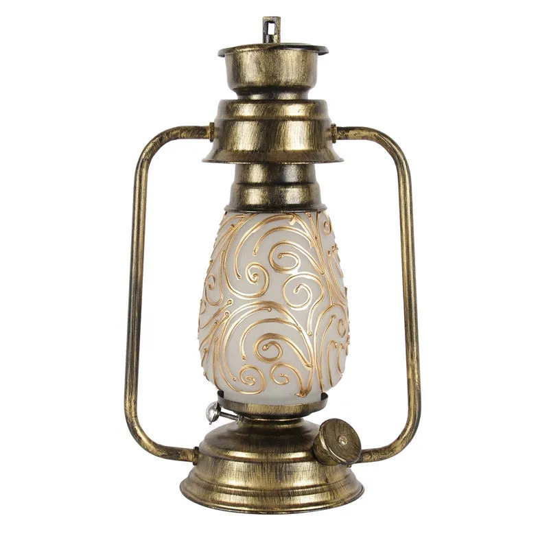 Saagar Mosaic Lantern Iron Table Lamp - Gold,Brown media 5