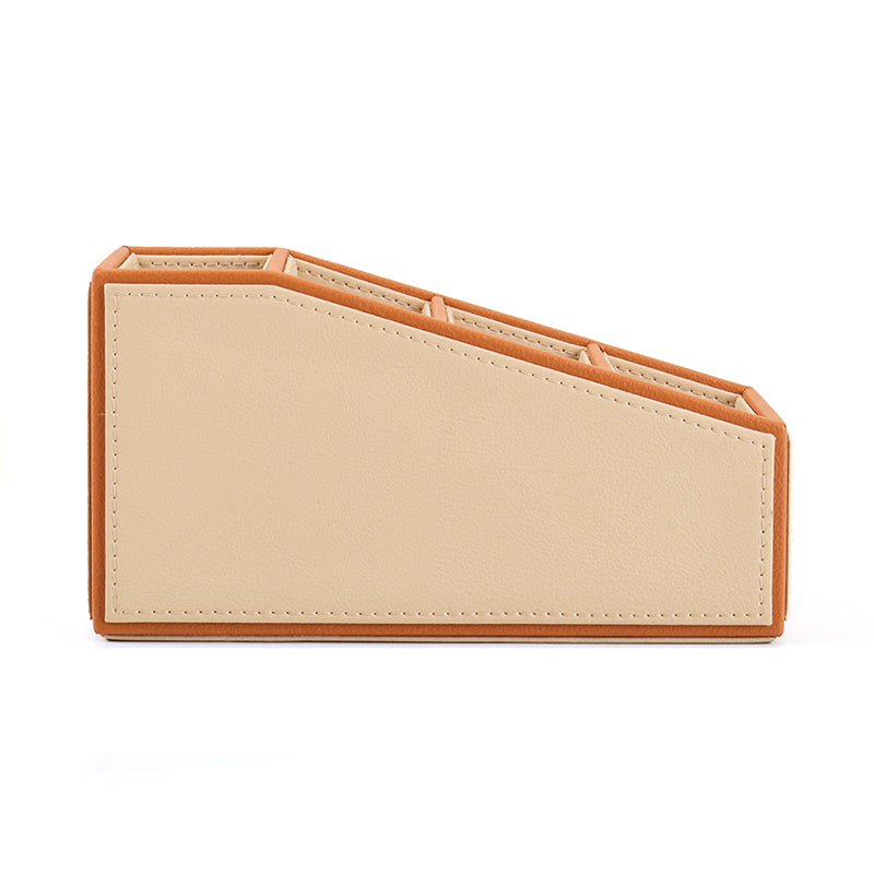 Tisca Slant Faux Leather Desk Organizer - Beige media 6