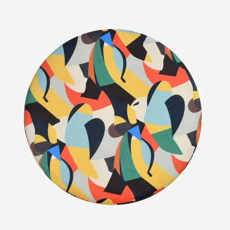 Colorway Abstract Velvet Ottoman - Multicolor media 5