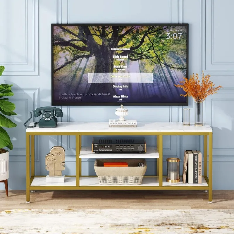 5 Tier Metal Console Table with Marble Top - Medium media 1