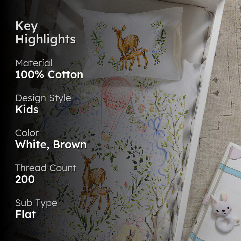 Dreamy Deers Kids Cotton Bedsheet - 200 TC media 2