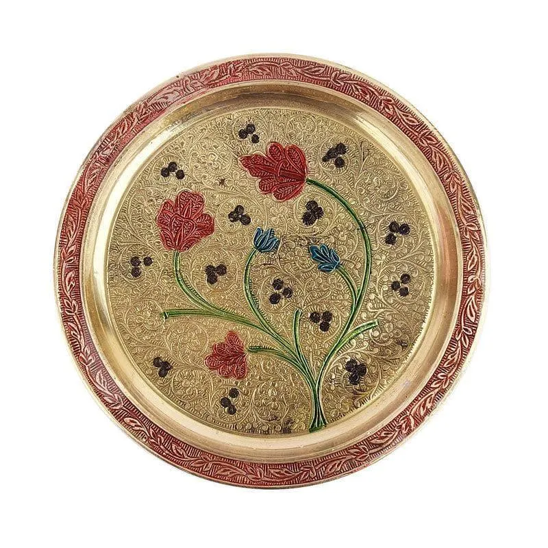 Decorative Brass Puja Thali With Velvet Box media 4