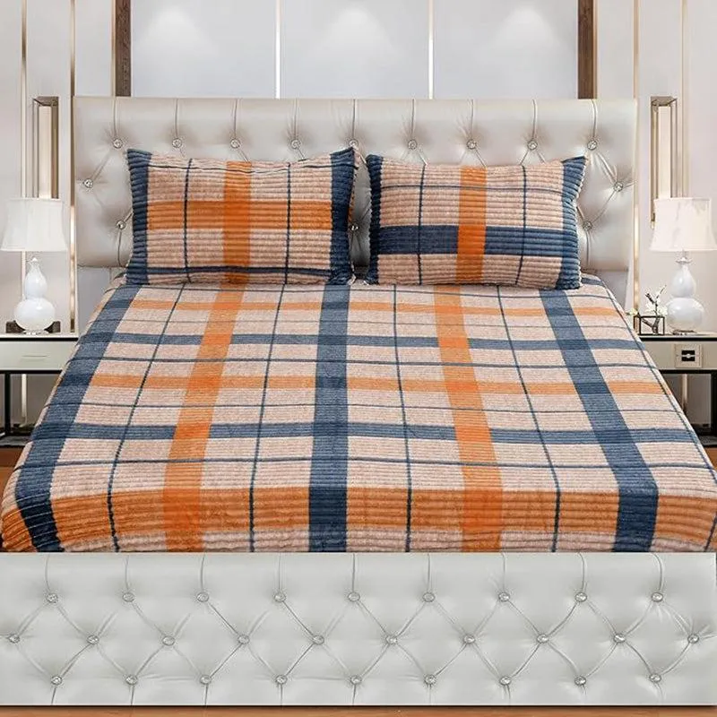 Mordino Checkered Cotton Flannel Bedsheet - 190 GSM media 1