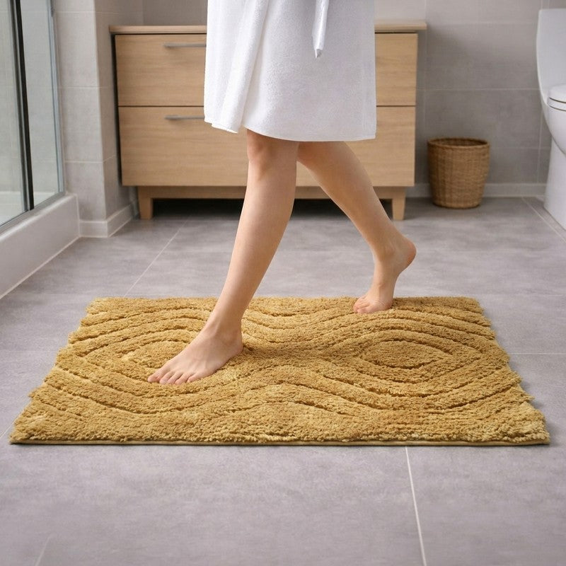 Pure Step Anti Skid Micro Fiber Bath Mat - Yellow - 40 x 60 cms