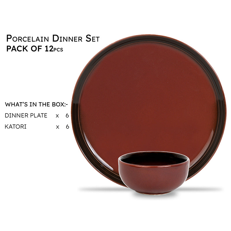 Caspian Porcelain Dinner Set (Brown) - 12 Piece Set media 4