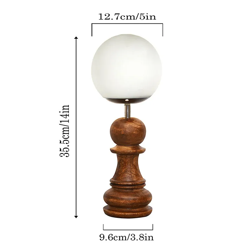 Chess Pawn Wooden Table Lamp - Brown,White media 5