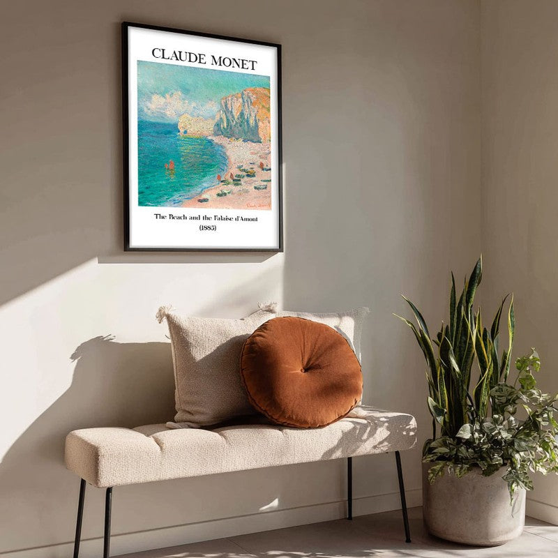 The Beach and the Falaise Damont Archival Canvas Wall Painting - Black Frame media 4