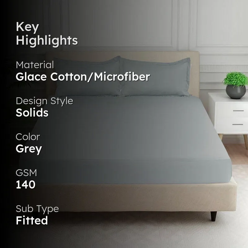 Cloud Drift Fitted Microfiber Bedsheet (Grey) - 140 GSM media 2
