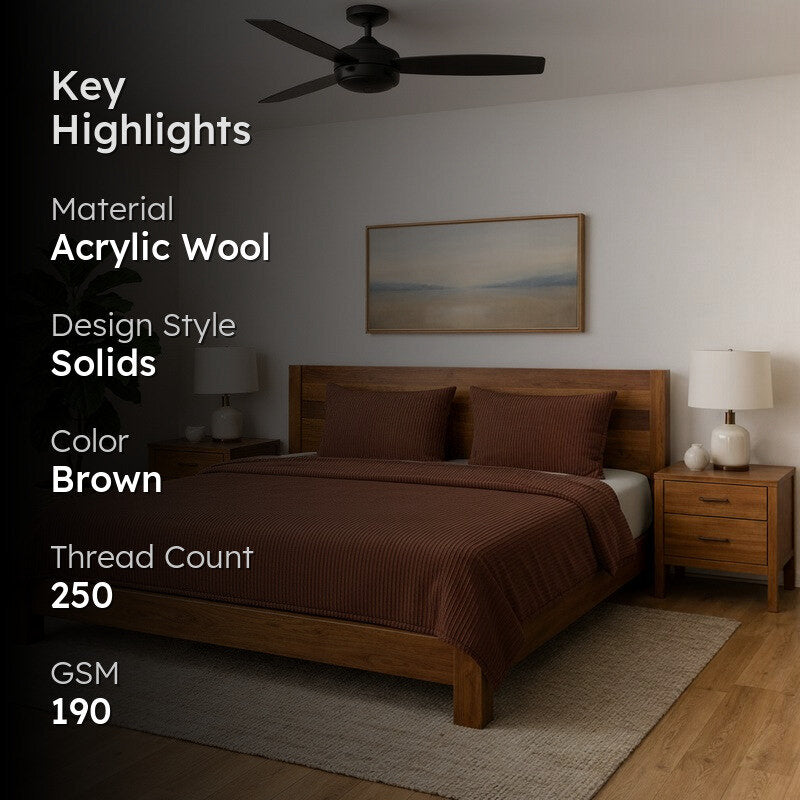 Warm Cosy Acrylic Wool Bedsheet (Coffee) - 190 GSM media 2
