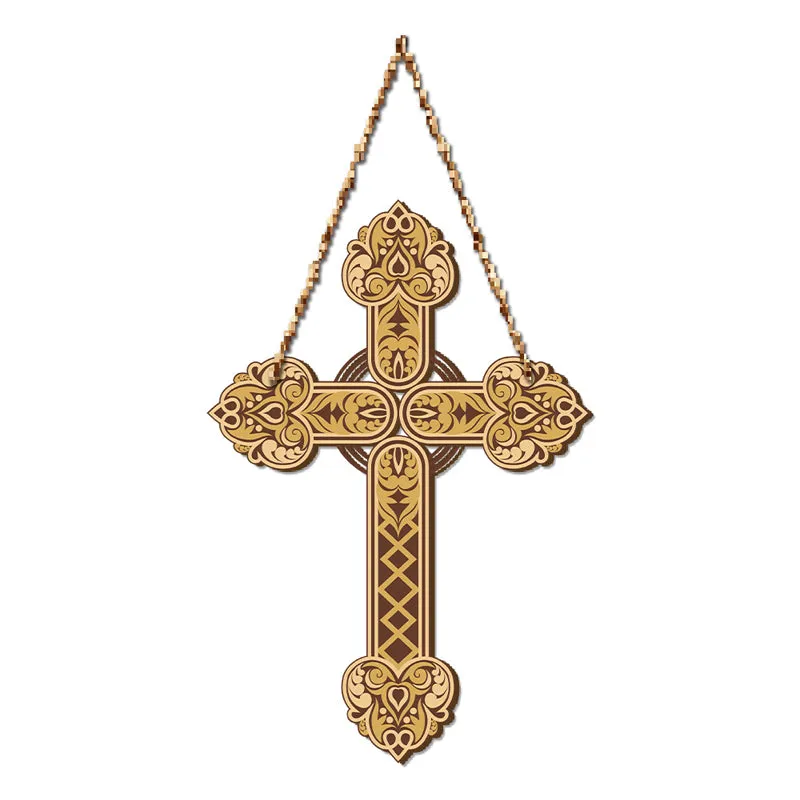 Holy Gilded Cross Wood MDF Wall Hanging media 5