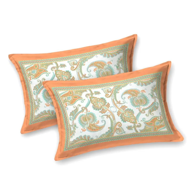 Bloom Cotton Bedsheet (White,Orange) - 180 GSM media 6