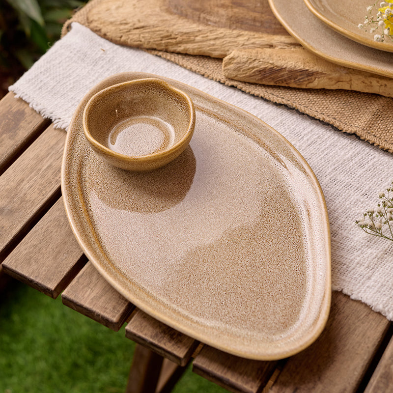 Cra By YFL Home Rustic Facet & Flow Ceramic Platter media 4