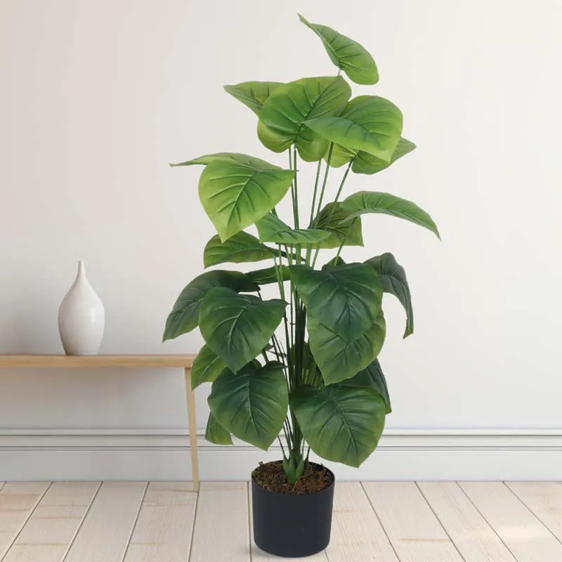 Faux Lush Rubber Plant With Black Plastic Pot - 3.3 Feet media 3