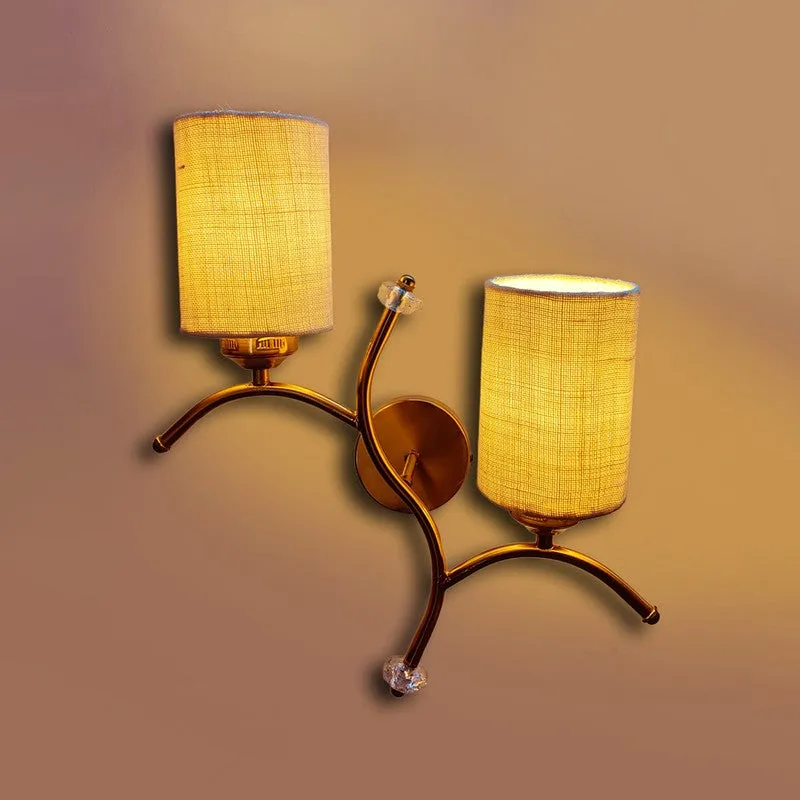 LumiBranch Dual Jute Wall Lamp - Beige & Gold media 6