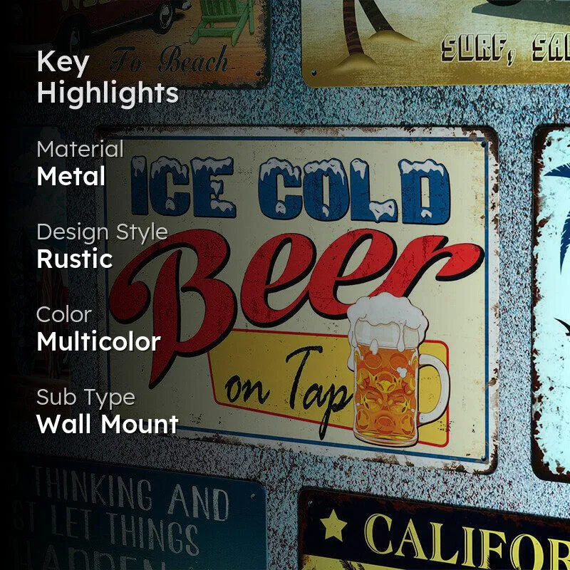 Beer On Tap Retro Metal Wall Accent media 2