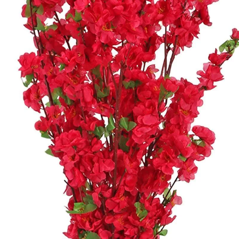 Faux Cherry Blossom Floral Bunch (Red) - Set oF Six media 4