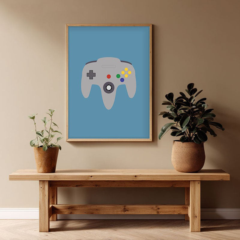 Joystick Saga Framed Canvas Archival Canvas Wall Painting - Natural Brown Frame