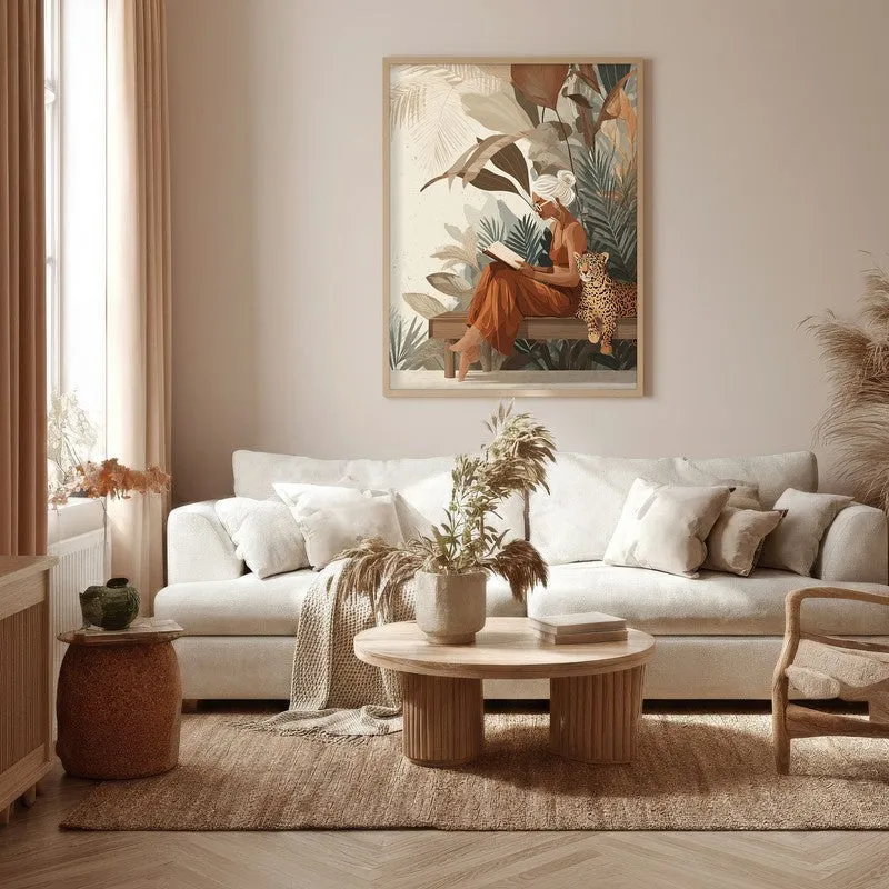 Wild Reading Canvas Wall Painting - Brown Frame media 5