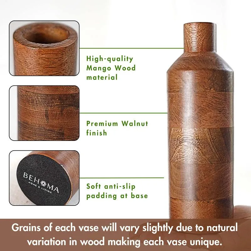 Silasa Wooden Vase (Dark Brown) media 6