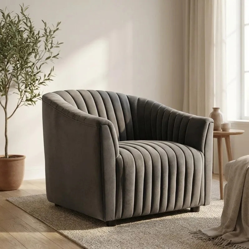 Urbanix Neem Wood Accent Chair - Grey media 1