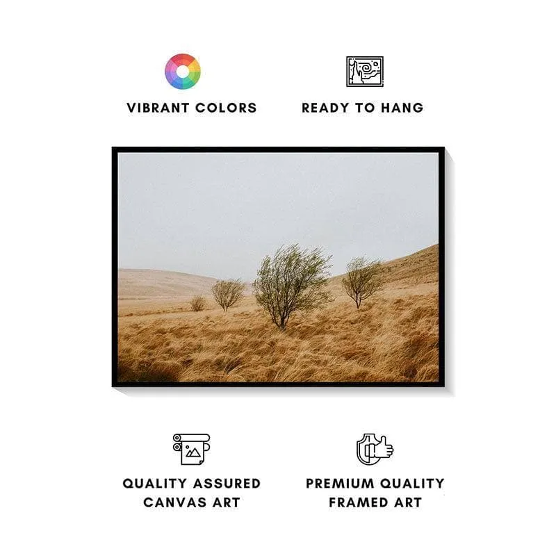 Grassy Field Canvas Wall Painting - Black Frame media 4