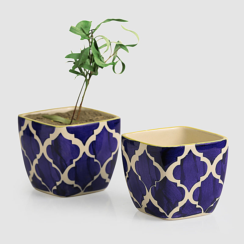 Moroccan Dream Handpainted Planter - Set Of Two media 3