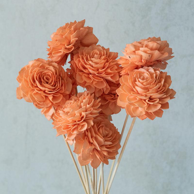 Delvish Sola Wood Rose Flower Stick (Peach) - Set Of Ten media 5