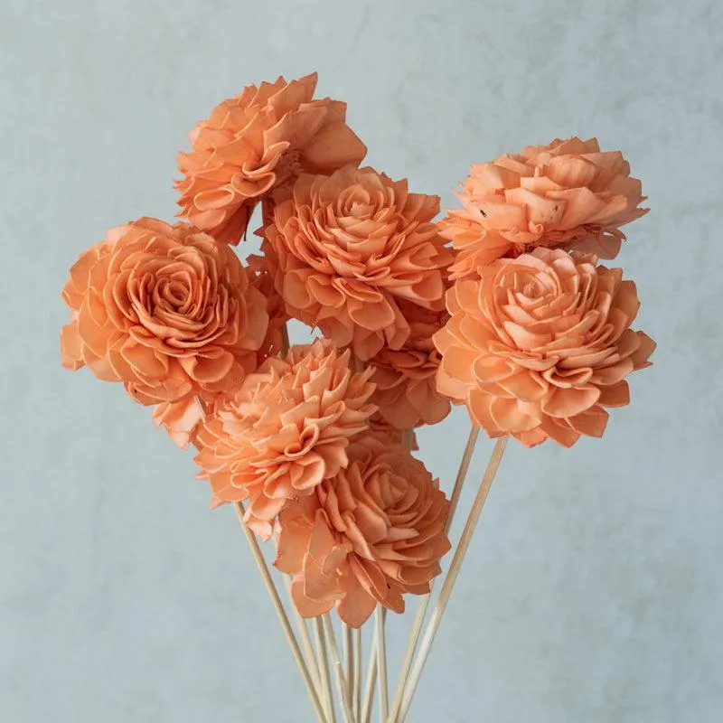 Delvish Sola Wood Rose Flower Stick (Peach) - Set Of Ten media 5